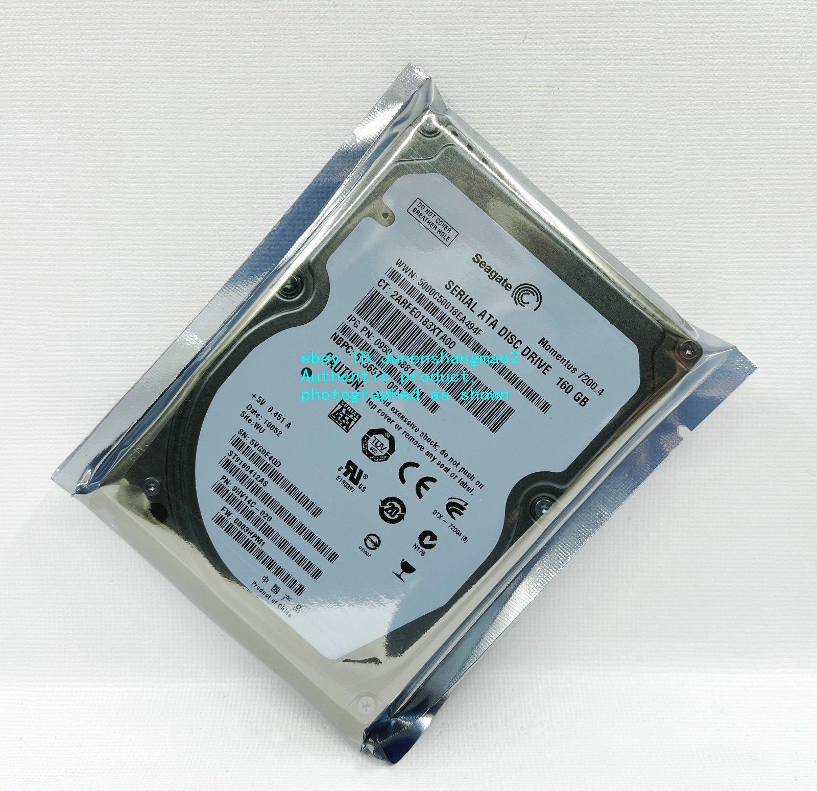 Seagate 160GB 7200.4 ST9160412AS SATA 2.5" Laptop Hard Drive