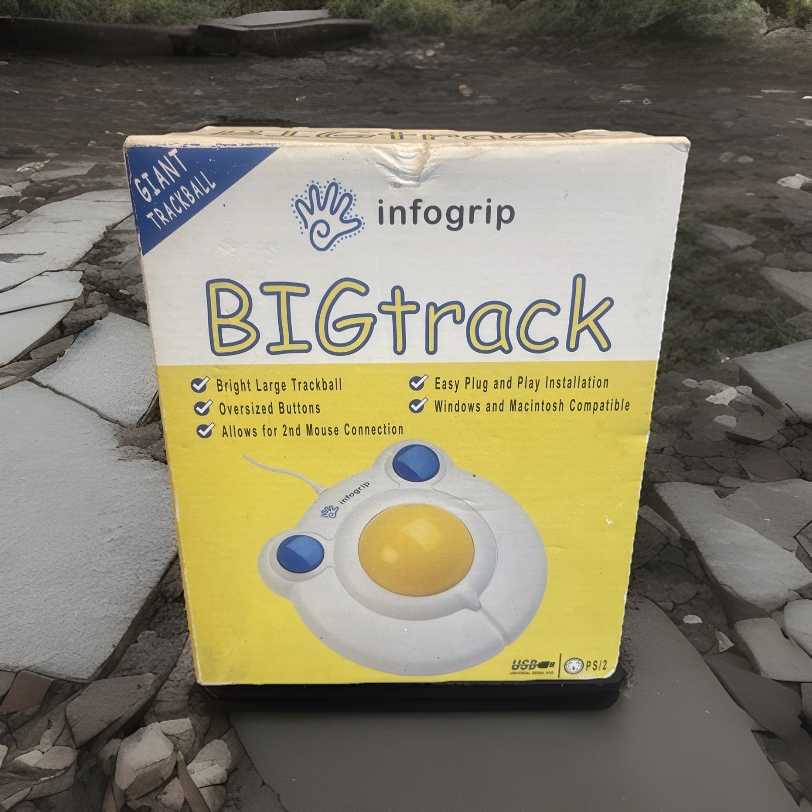 Infogrip BIGTrack Trackball Mouse 3" Trackball USB PS/2 Window PC MAC Open Box
