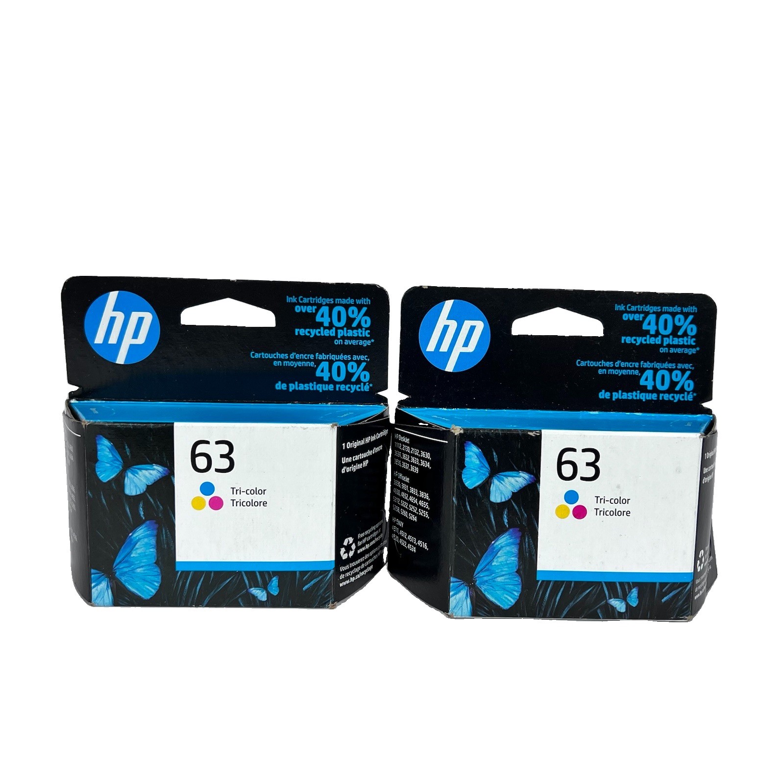 Genuine HP 63 Tri-Color Ink Cartridges Combo F6U61A OEM New Sealed 2 PK Set Lot