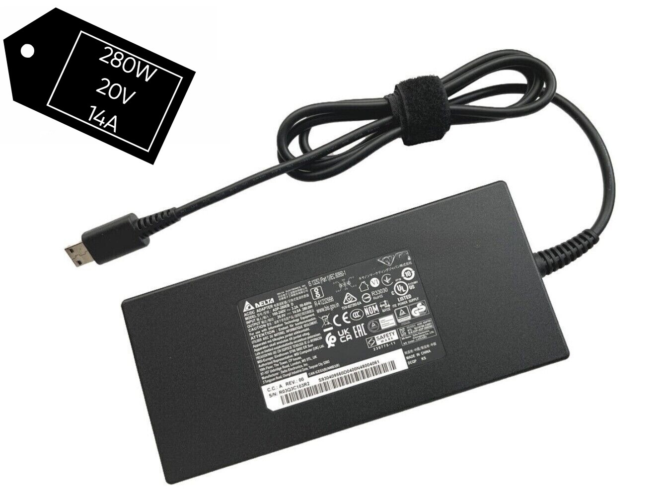 Genuine Delta 20V 14A 280W ADP-280EB D AC Adapter Charger USB Tip Power Supply