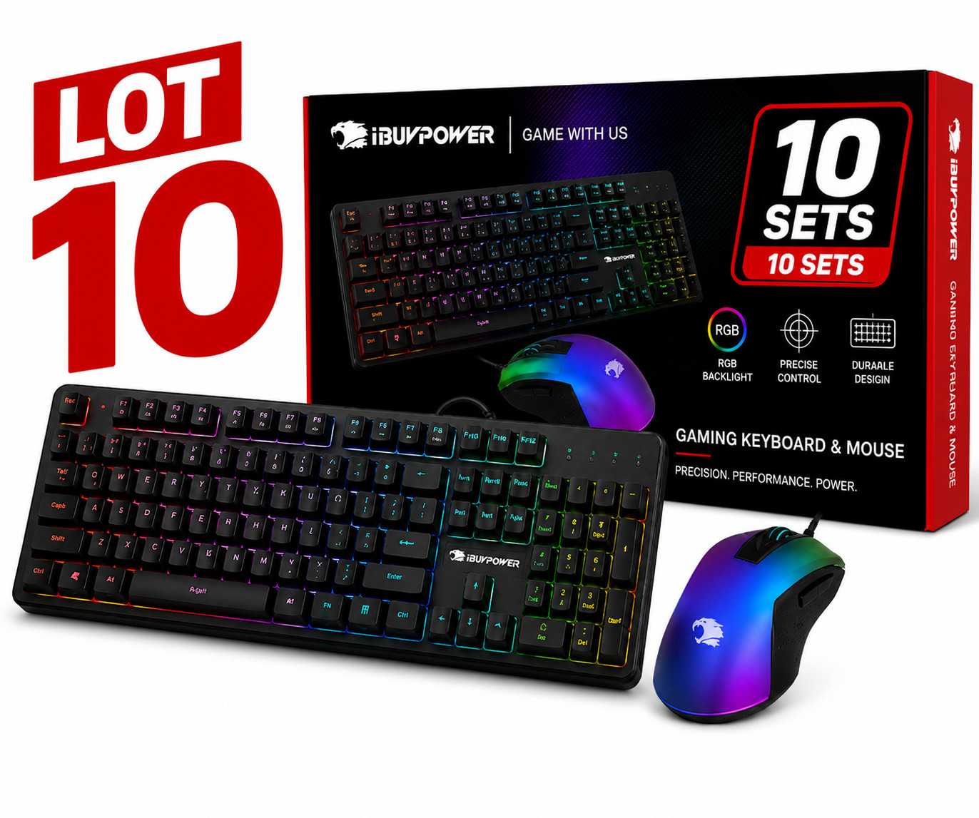 LOT 10 iBUYPOWER Chimera KM7 RGB Gaming Keyboard & Mouse Combo