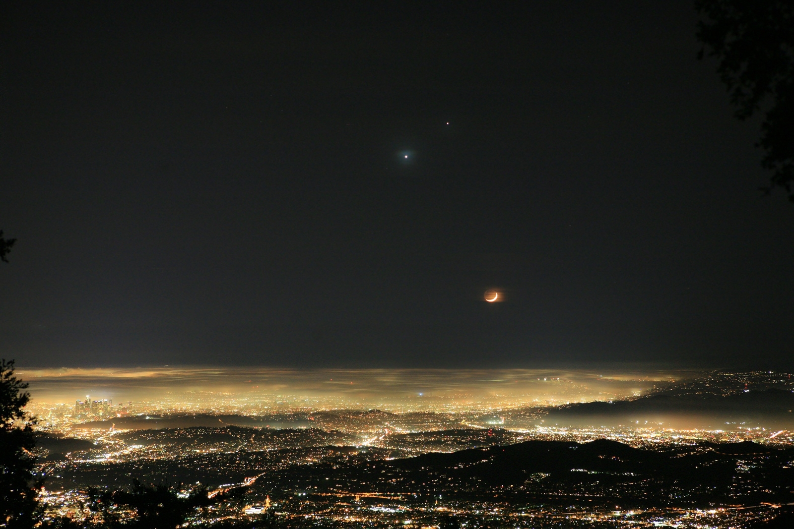 Landscape night lights cityscape mist moon sky venus Custom Gaming Mat Desk