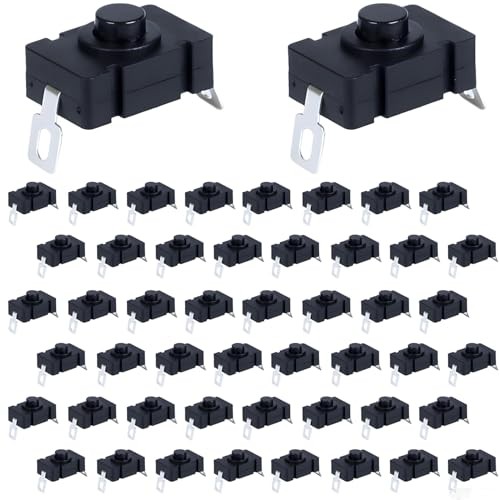 50pcs Mini Push Button Micro Switch for High-Power 0.72"*0.48"*0.4"-Bent