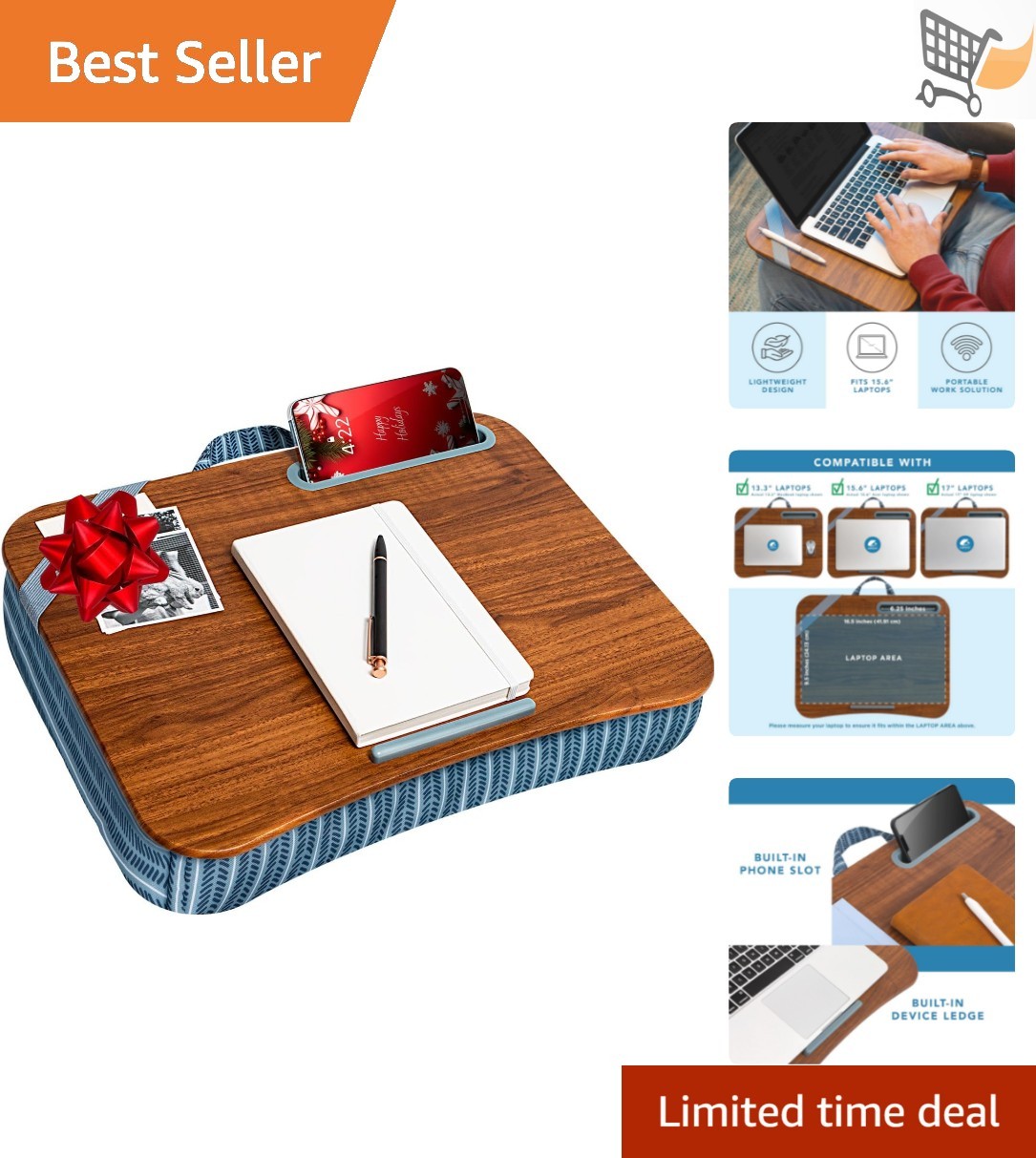 Lap Desk with Phone Holder Multi-Functional Portable for Kids Teens Up to 15....