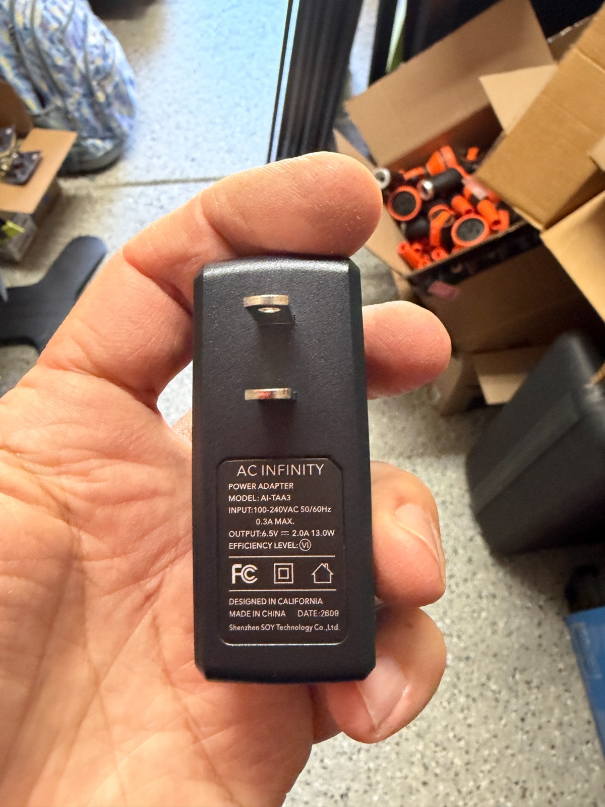 AC Infinity Turbo Fan Power Adapter, for MULTIFAN Series USB Fans AI-TAA3 6.5V