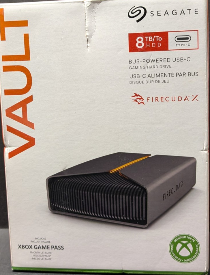 SEAGATE Vault Firecuda X 8TB Bus-Powered USB-C Gaming Hard Drive New Sealed