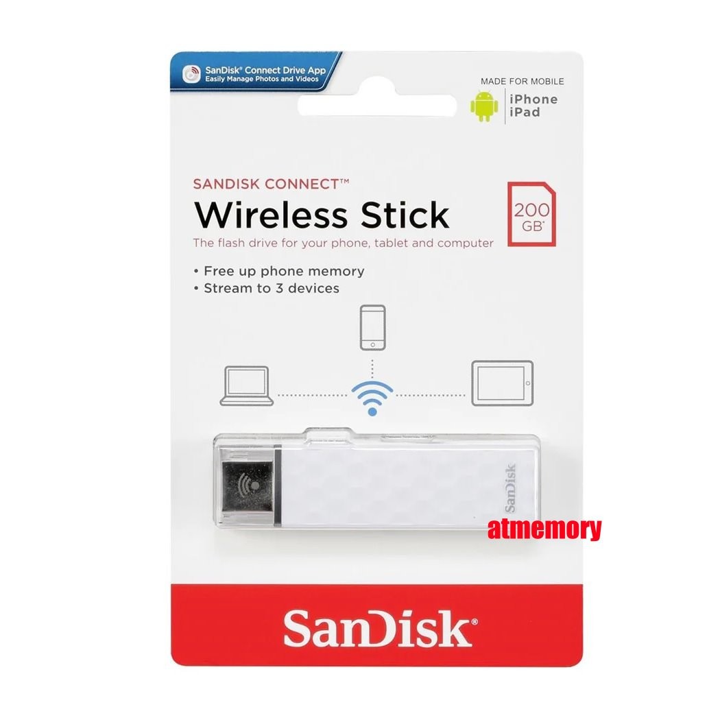 SanDisk CONNECT Wireless Stick 200GB Wifi USB Drive SDWS4-200G