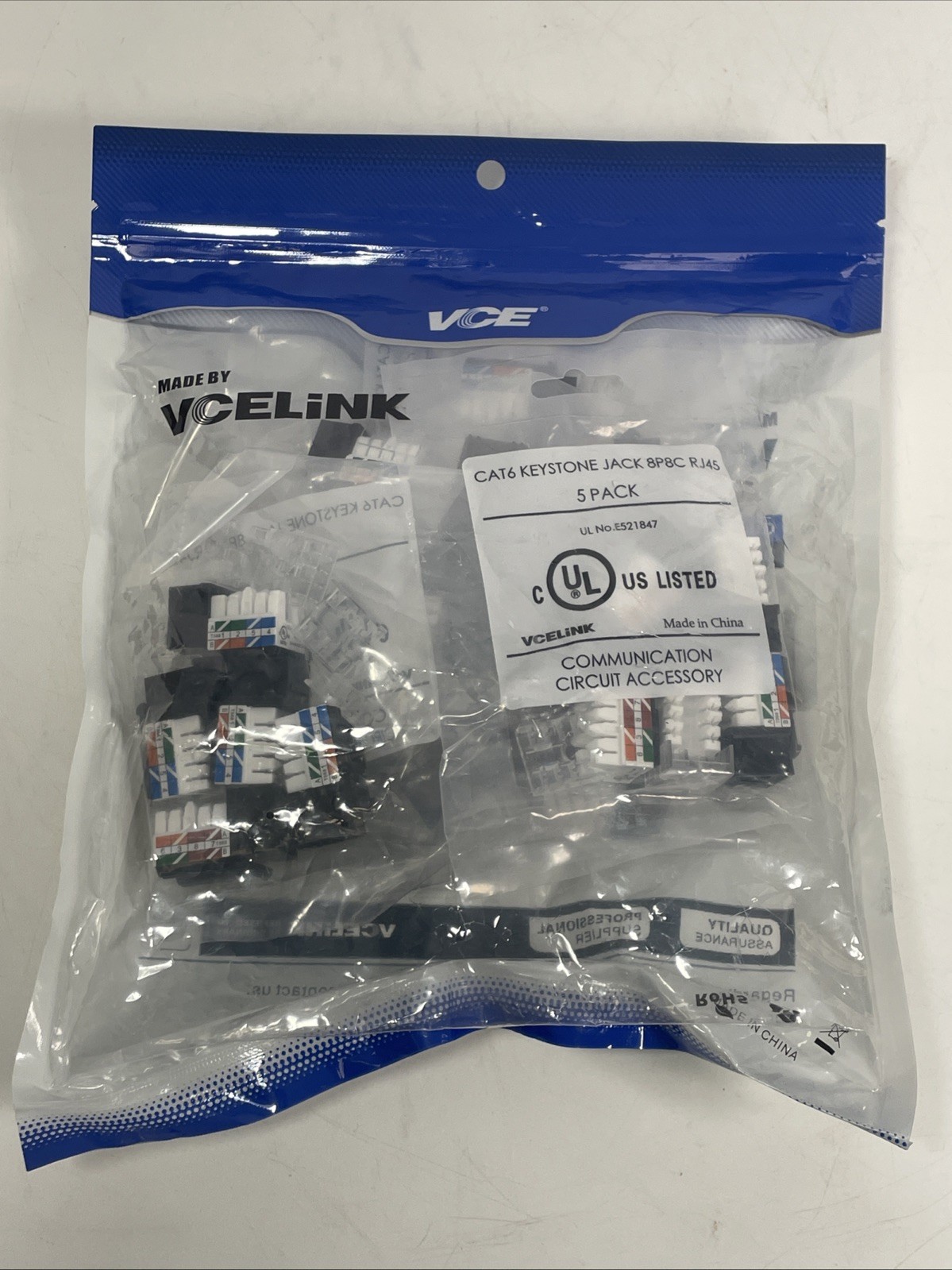 VCE Cat6 RJ45 Keystone Jack 25-Pack Toolless Ethernet Wall Plate Patch Panel New