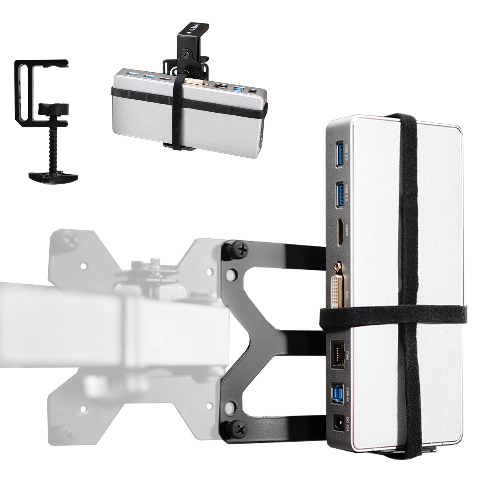 VIVO Universal Docking Station Mount, Behind Monitor, Under Desk, or C-clamp