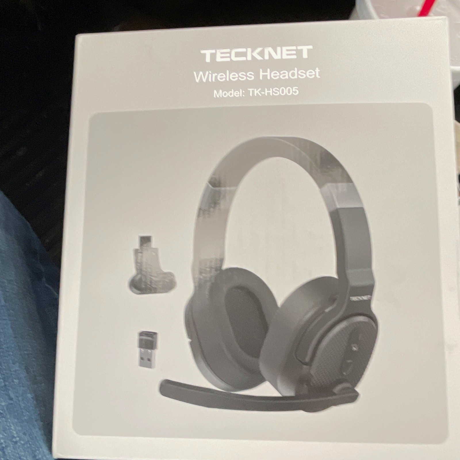 TECKNET TK-HS005 Wireless USB Headband Over-Ear Headset Boom Mic Black