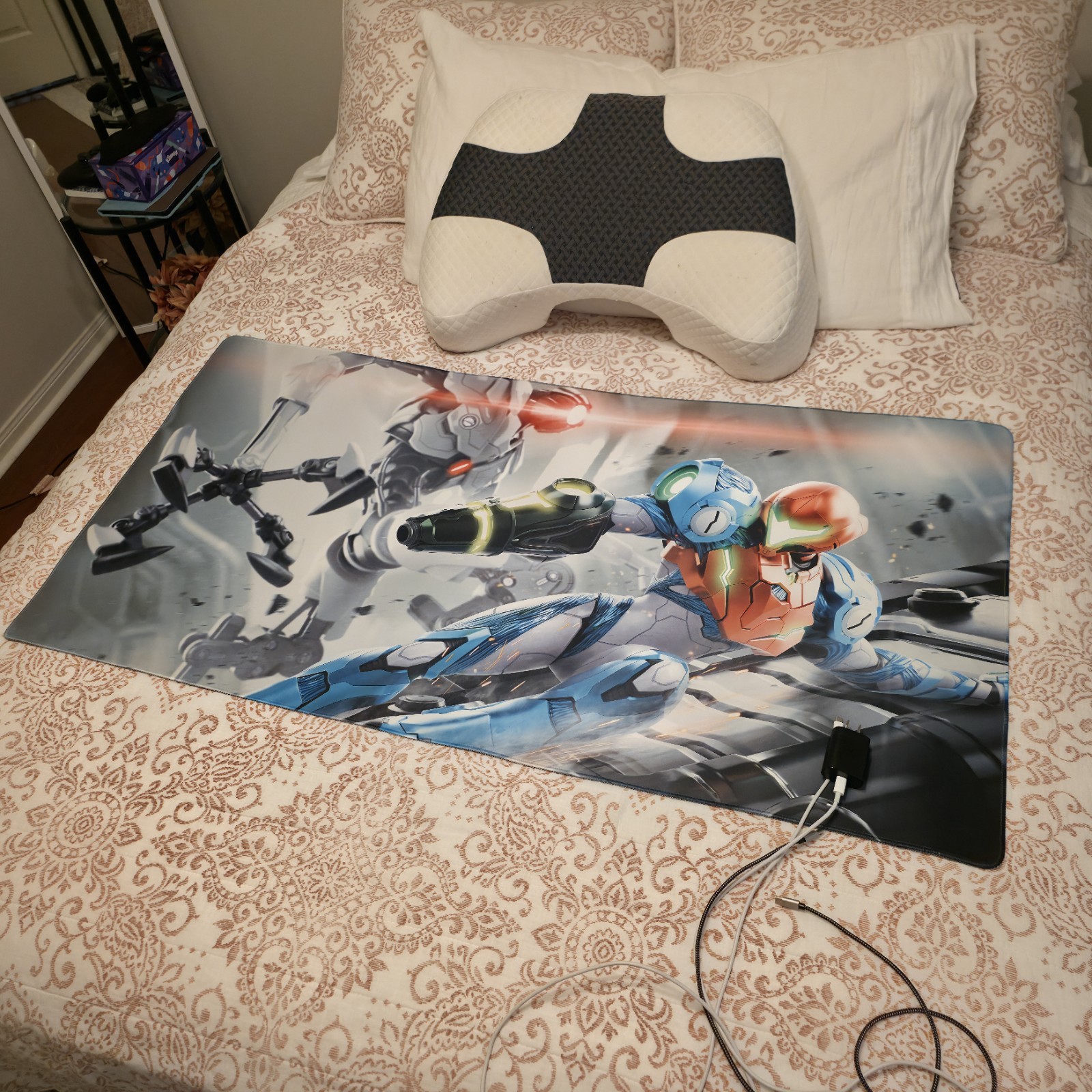 3XL Gaming Metroid Samus Deskmat - Oversized 48x24 Inch Huge stitched Desk Mat