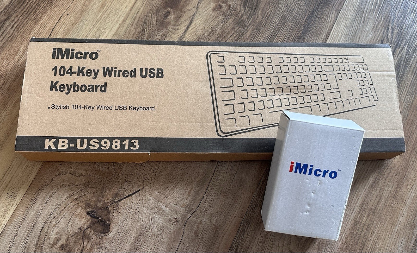 iMicro KB-US9813 104-Key Wired USB Keyboard & MO-1008BU Optical Mouse Bundle NEW