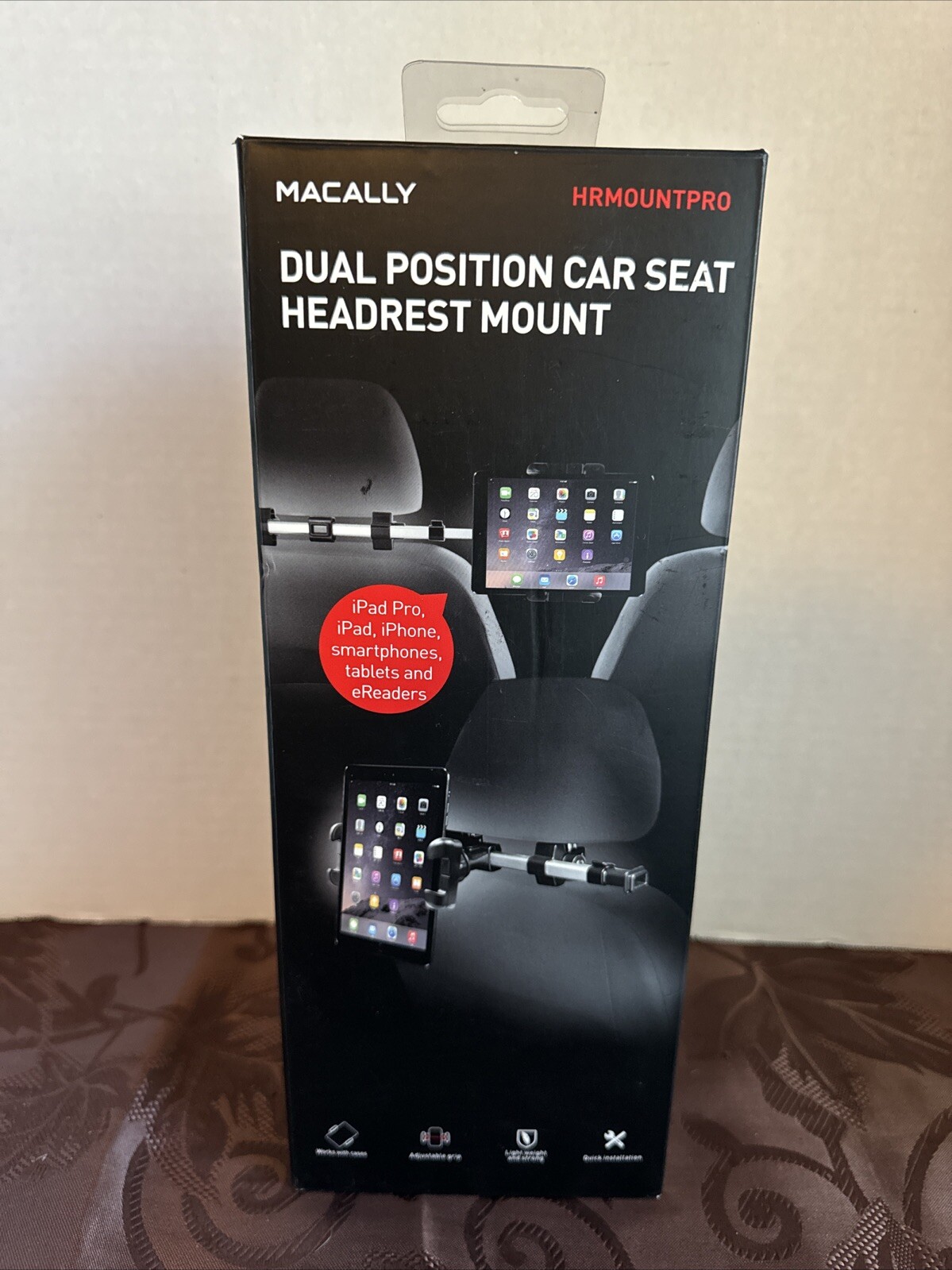 Macally Car Headrest Mount Holder for Apple iPad Pro/Air/Mini, Tablets, Nintendo