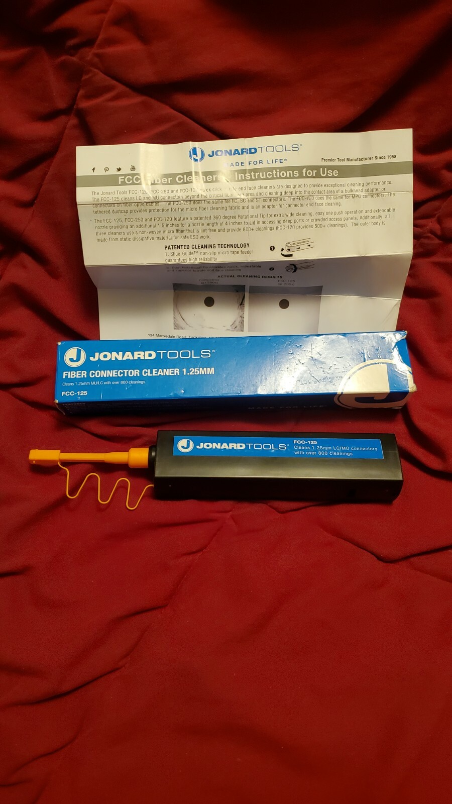 JONARD TOOLS FIBER OPTIC CONNECTOR CLEANER 1.25 MM MODEL FCC-125 MU/LC