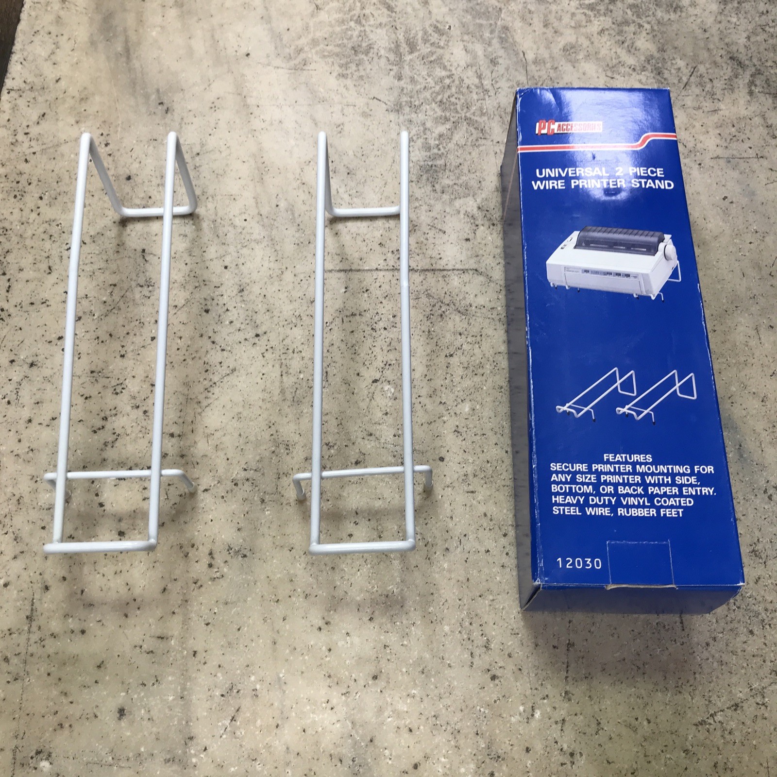 Vintage 1991 NOS Universal 2 Piece Wire Printer Stand Desktop PC Accessories Wht