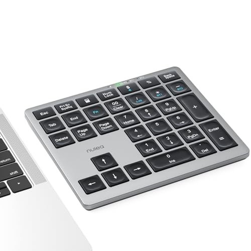 Nulea Wireless Number Pad Bluetooth 5.0 & 2.4G Portable Numeric Keyboard, USB-C