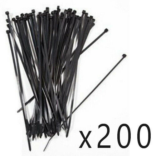 200 Pack Lot Pcs - 6" Inch UV Resistant Nylon Cable Zip Wire Tie 40 lbs - Black
