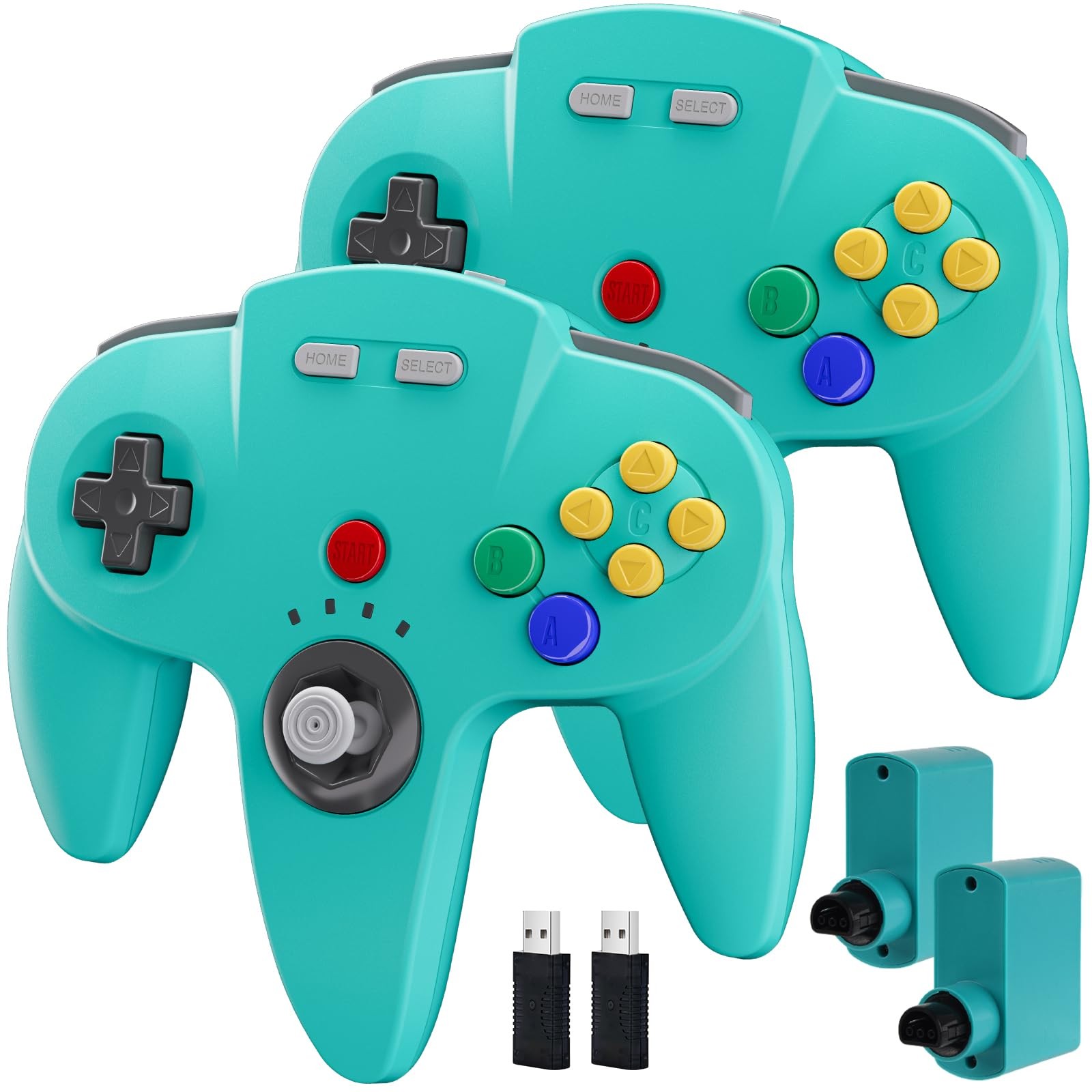 2 Pack Wireless N64 Controller for Switch/Switch 2 Online Games Turquoise