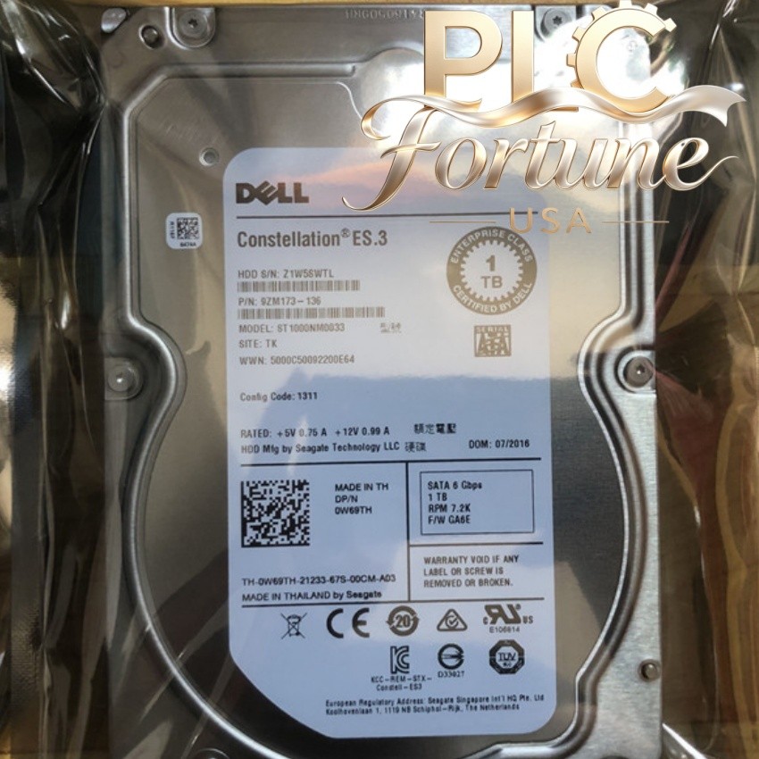 New DELL 0W69TH W69TH ST1000NM0033 Constellation 1TB 7.2K RPM 3.5" SATA HDD