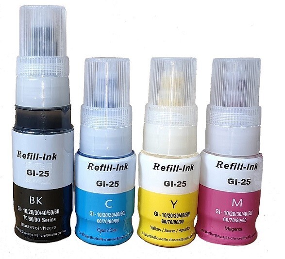 4 colors GI-25 Ink Refill Bottle for use Canon PIXMA GX1020 GX1050 GX2020 GX2050