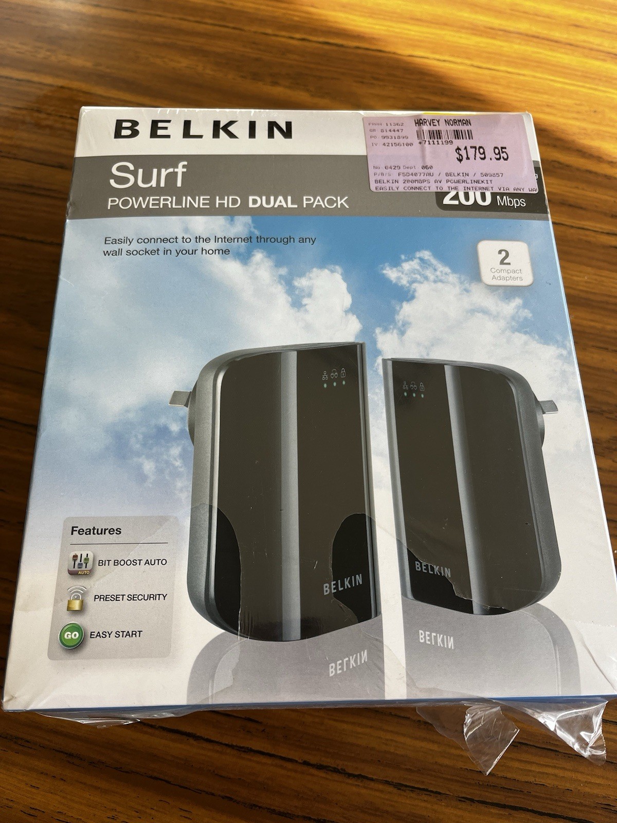 BELKIN Surf Powerline Dual Pack HD Media Boost Internet 200 Mbps Technology Wifi