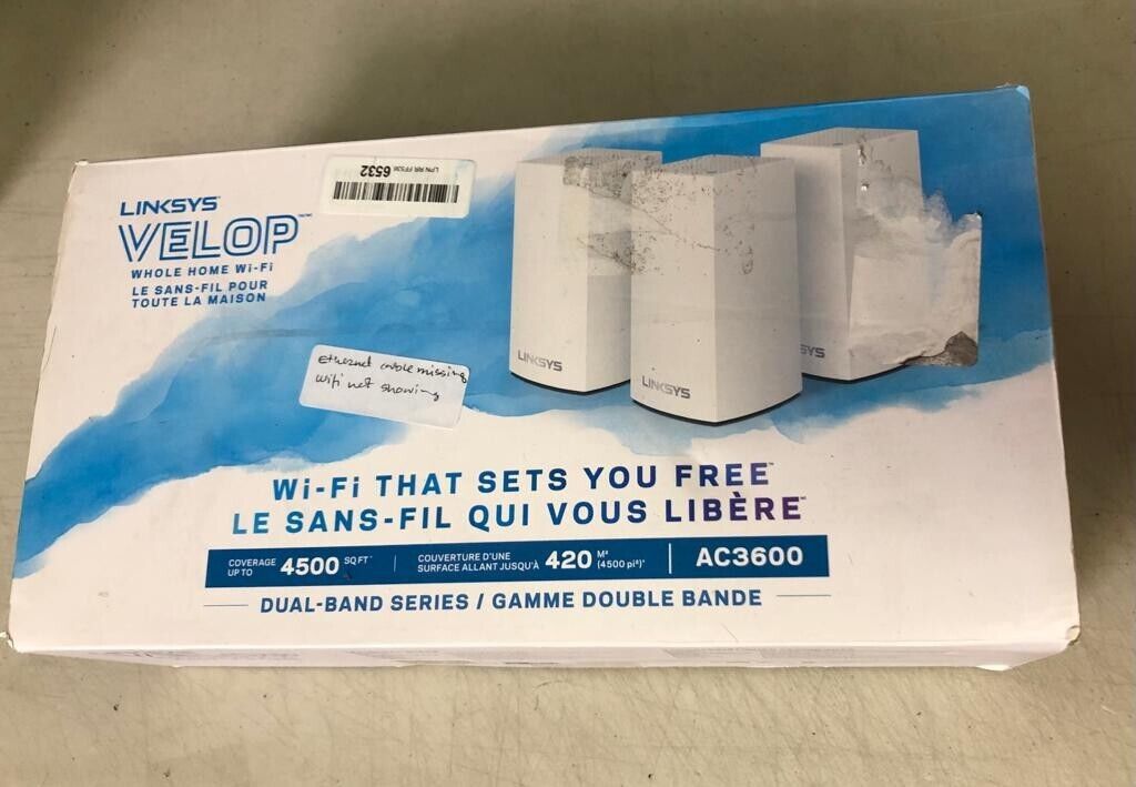 Linksys Velop AC3600 Mesh WiFi System (3-PACK, WHITE)- *FOR PARTS ONLY*- #LV2