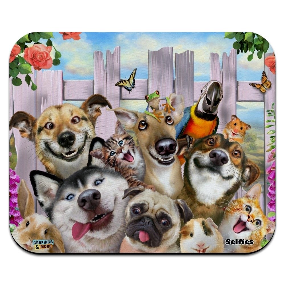 Pet Animals Selfie Dogs Cats Rabbit Hamster 7.8L x 9.3W inches, multi-colored 