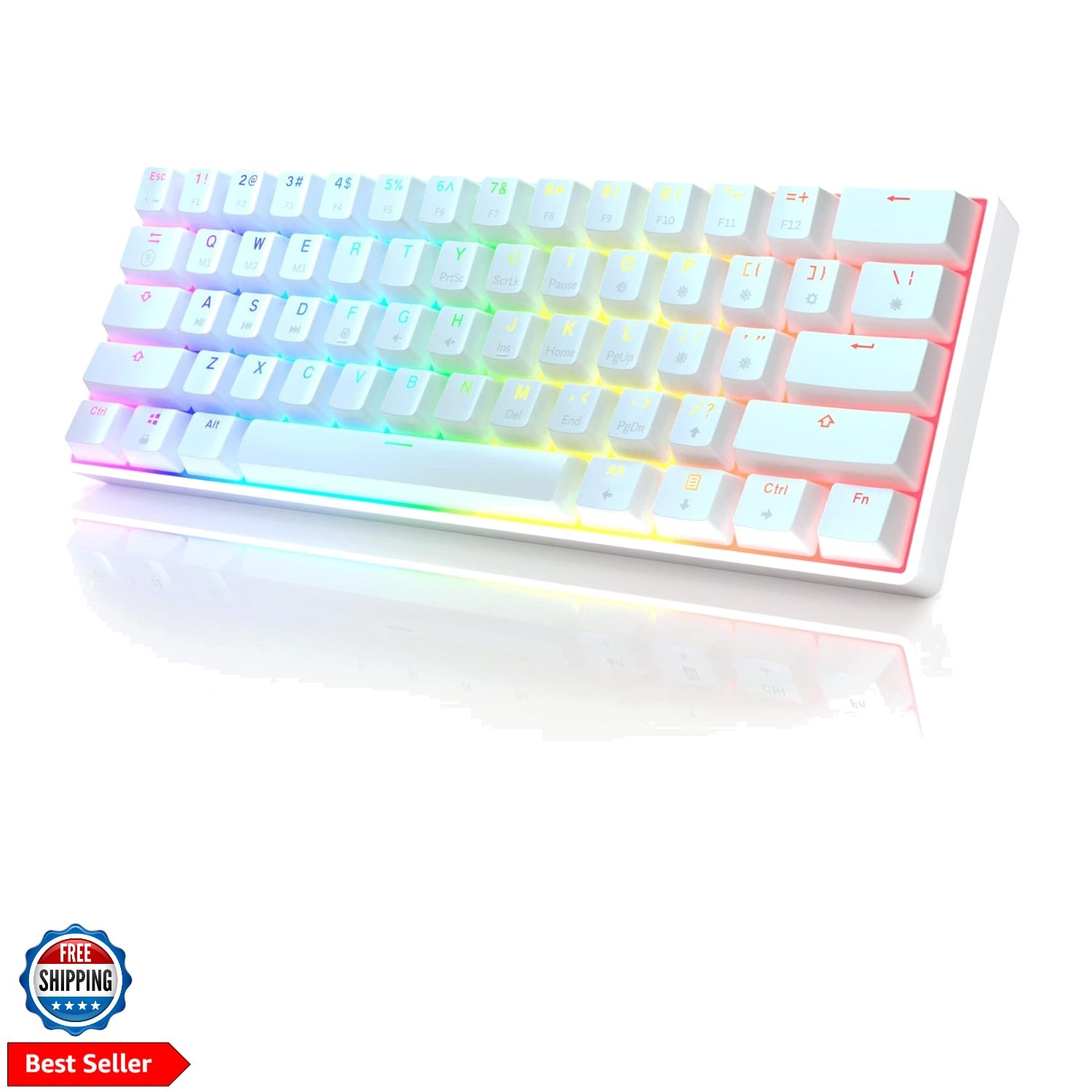 GK61 Mechanical Gaming Keyboard 60 Percent | 61 RGB Rainbow LED Backlit Progr...