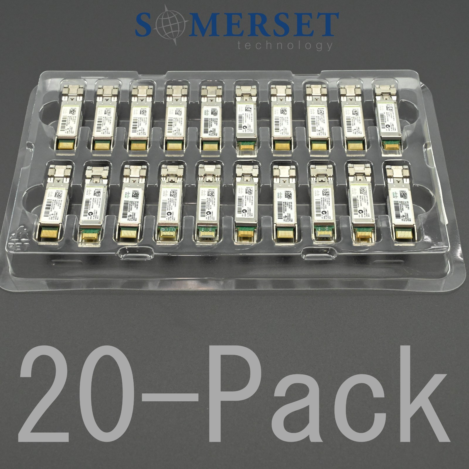 Cisco SFP-10G-SR-S 10GBASE-SR SFP+ Transceiver Module 10GbE 850nm MMF LC - 20pcs