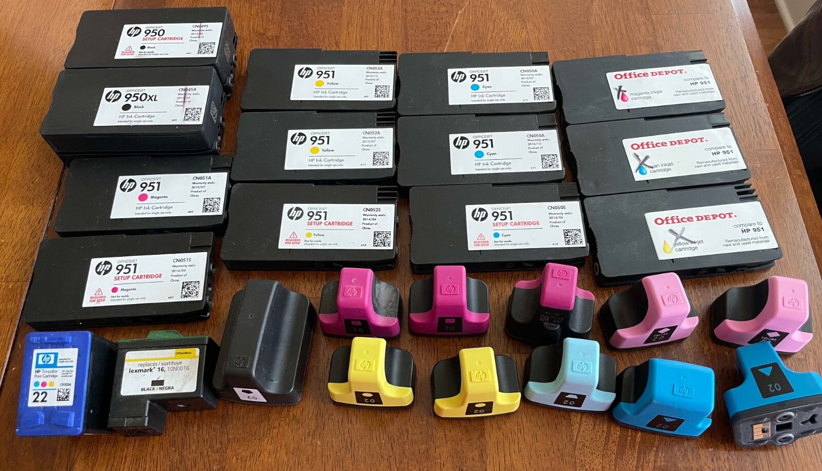 26 EMPTY INK CARTRIDGES Virgin Mixed Lot HP Lexmark Office Depot Refill REWARDS