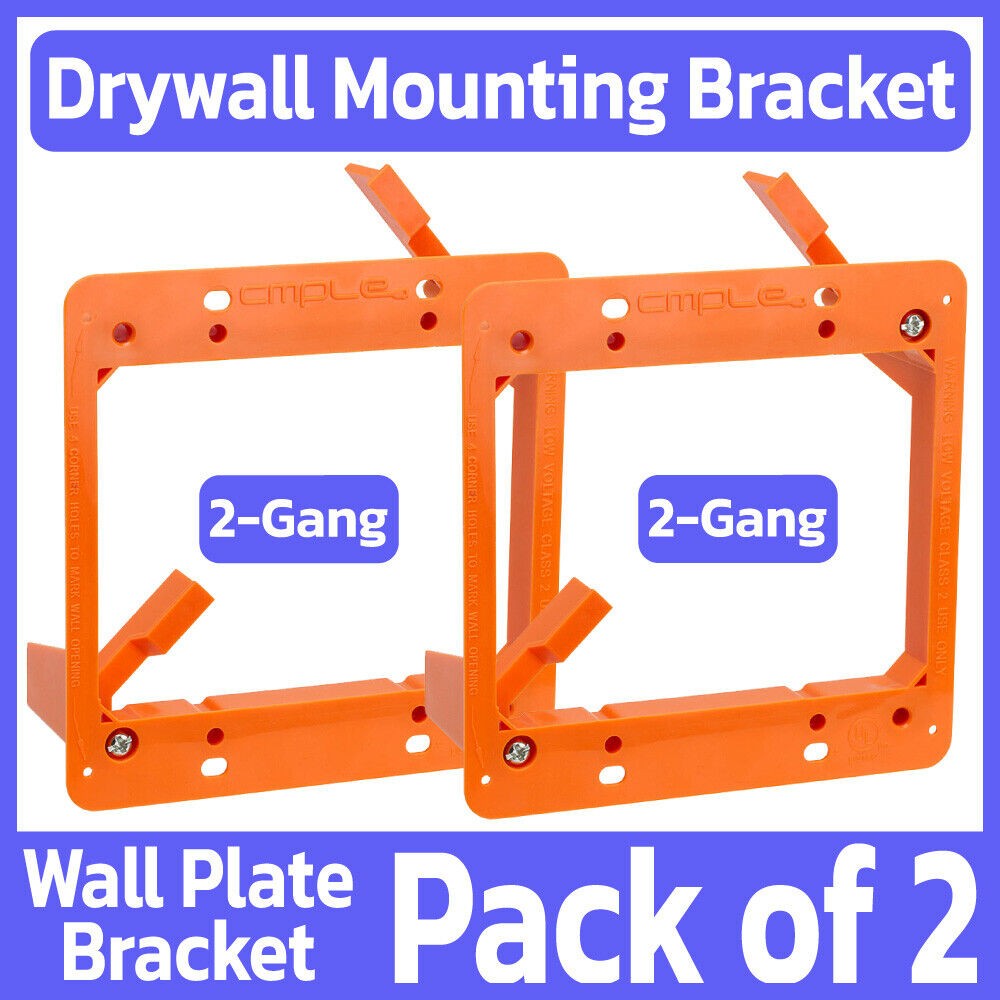 2 Pack Low Voltage Bracket Drywall Mounting 2-Gang Wall Plate Mount Face Plate