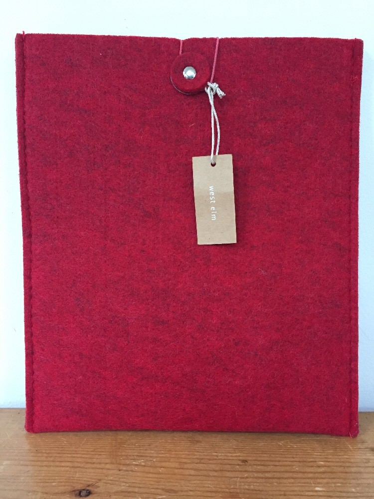 New NWT West Elm Red Felt Tablet Carrying Case iPad Holder Sleeve Folio Pouch