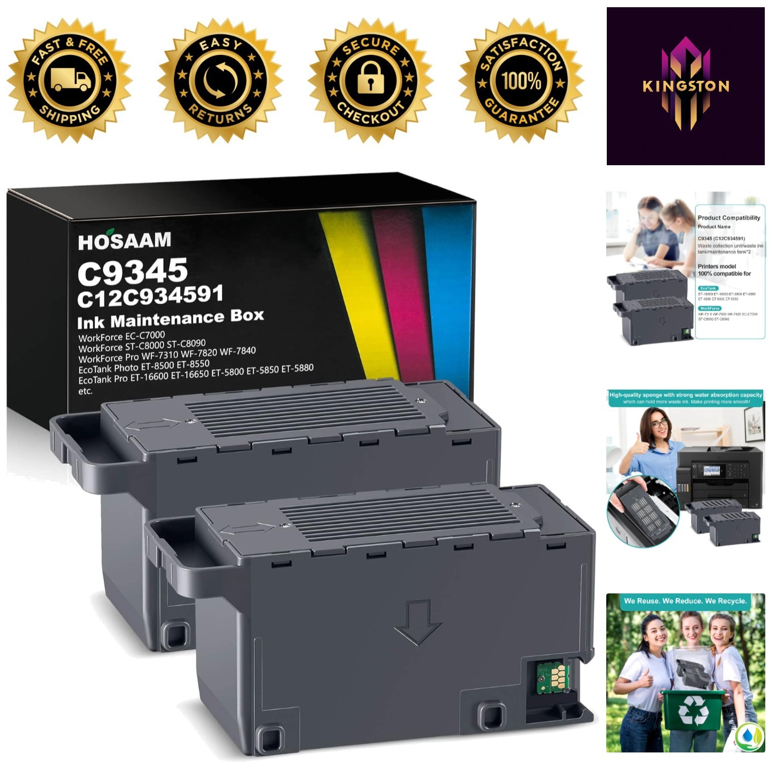 2x C9345 Ink Maintenance Box for Seamless Epson Printer Maintenance and Care
