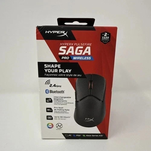 HyperX Pulsefire Saga Pro Wireless Mouse - Black A2PB2AA Multi-Platform - NEW