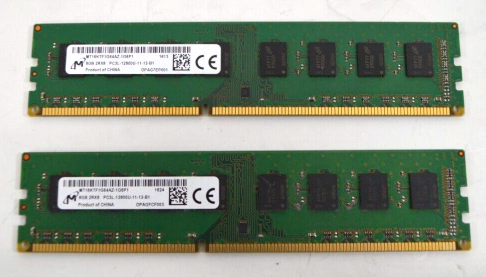16GB (2x8GB) Micron 2Rx8 PC3L-12800U-11-13-B1 MT16KTF1G64AZ-1G6P1 Desktop Memory