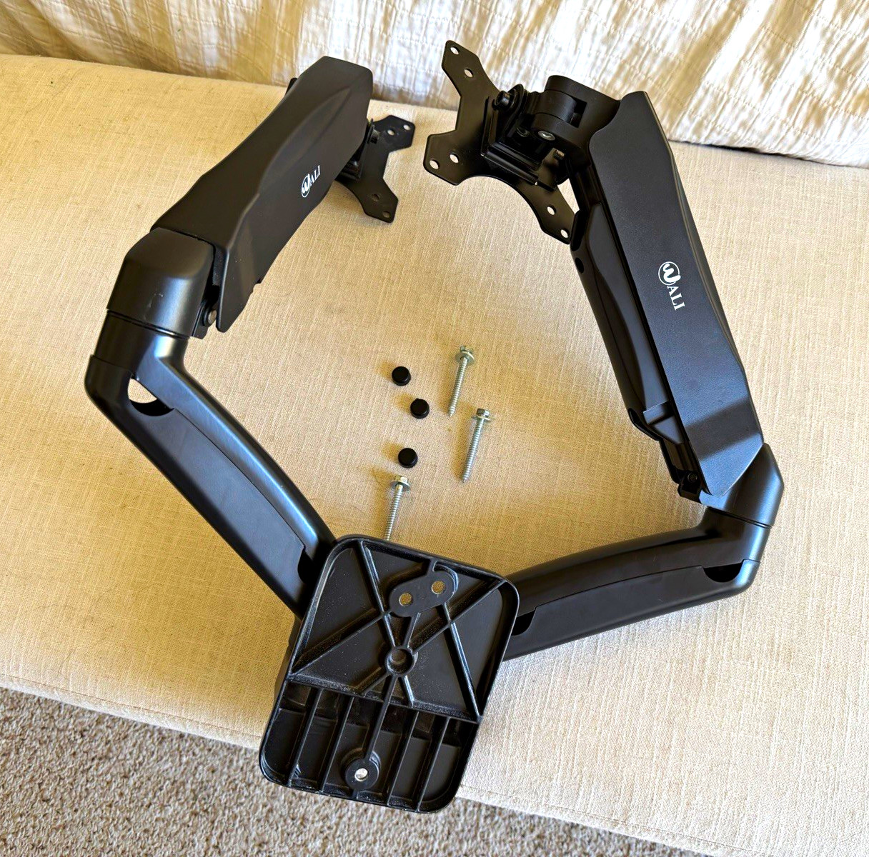 WALI Dual Monitor Desk Mount Arm, Tilt & Rotate, Black, Universal Fit