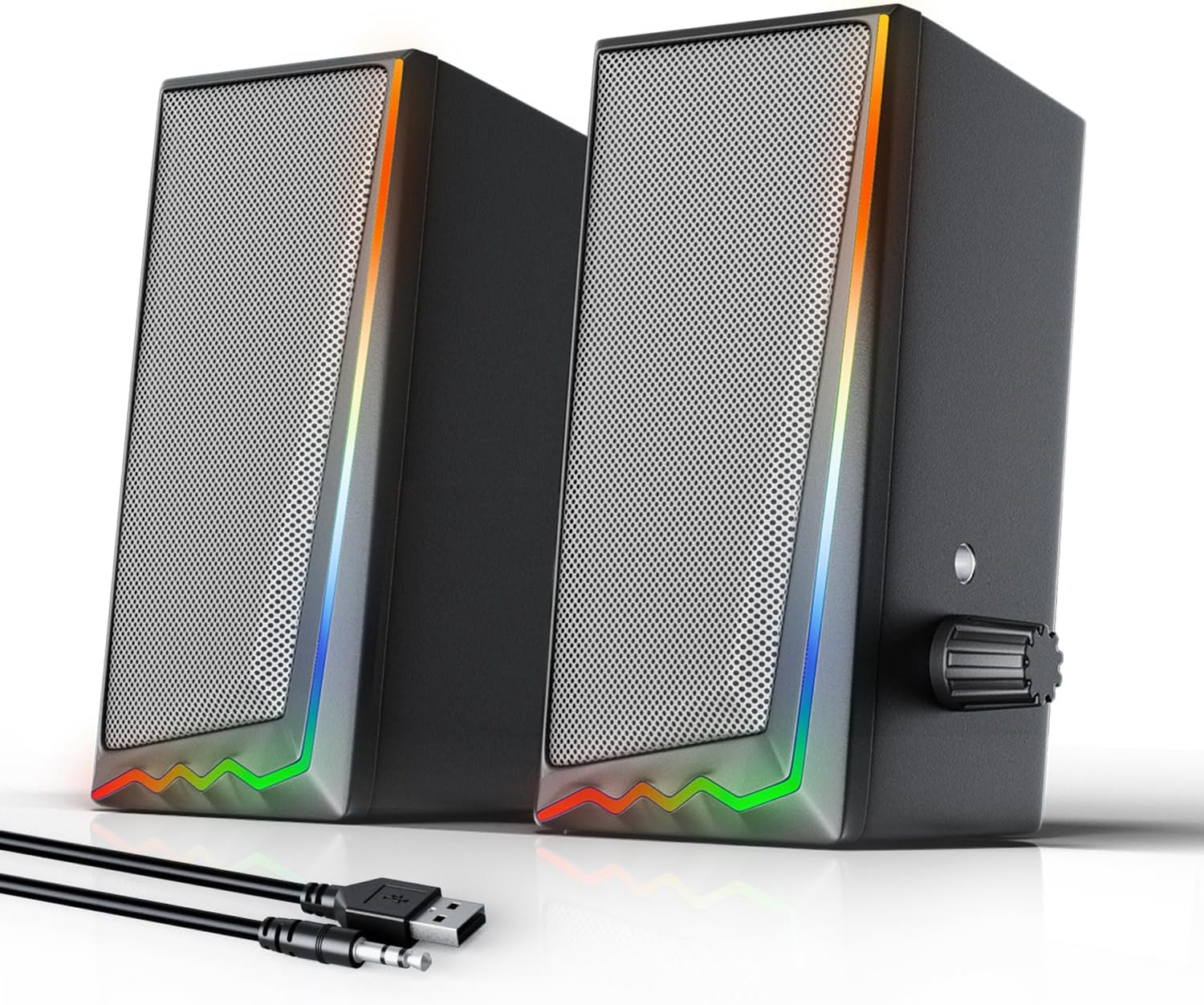 Gaming PC Speakers LED Colorful Desktop Speakers Volume Control New