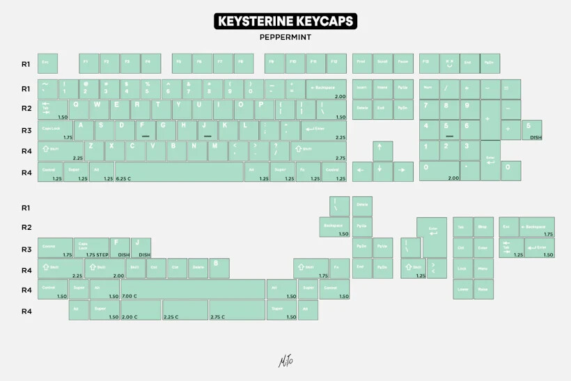 DROP + MITO KEYSTERINE KEYCAP SET R2 -PEPPERMINT