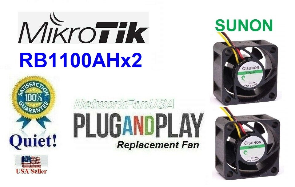 LOT 2x Quiet Version Fans for MikroTik RouterBoard RB1100AHx2 