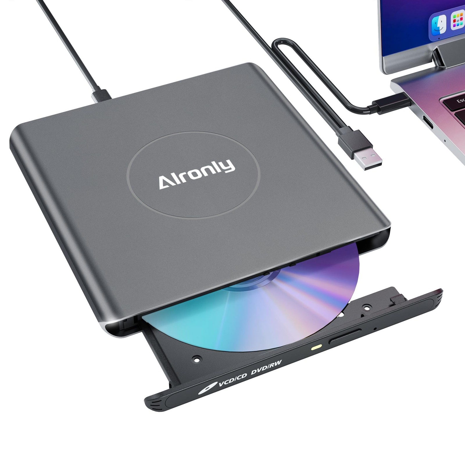 External CD/DVD Drive USB 3.0 Type-C Burner for Laptop Windows Mac
