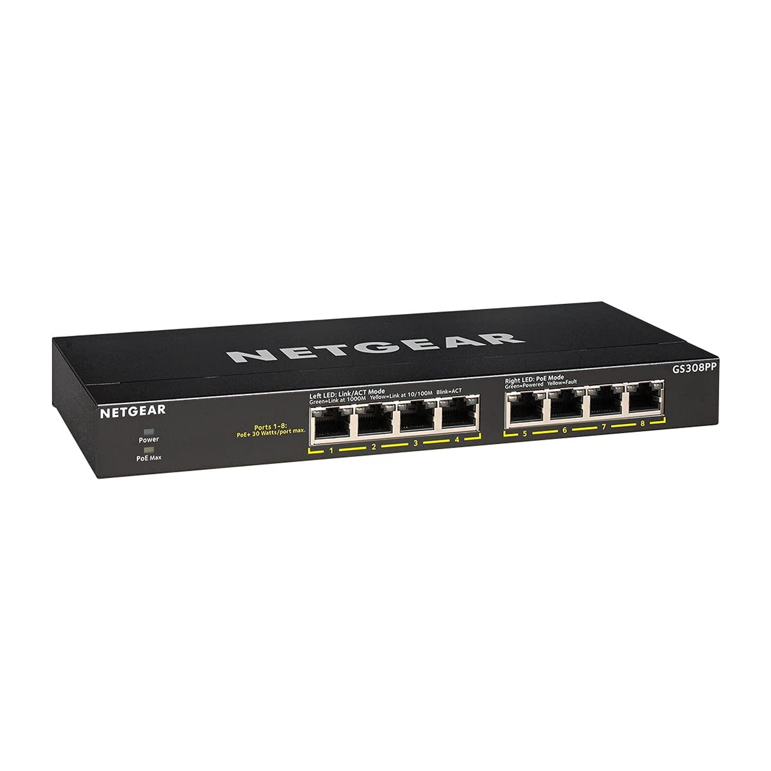 NETGEAR 8-Port Gigabit Ethernet Unmanaged PoE+ Switch (GS308PP) - with 8 x Po...