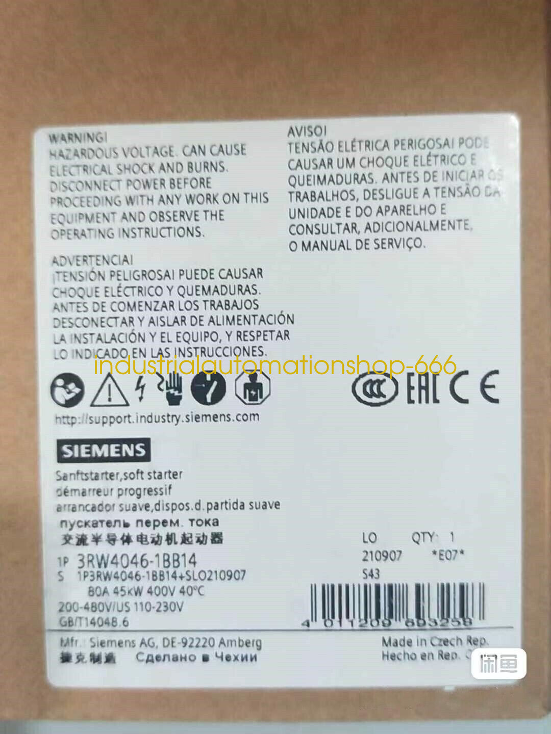 1PC NEW New 3RW4046-1BB14 soft starter Via DHL or FedEX