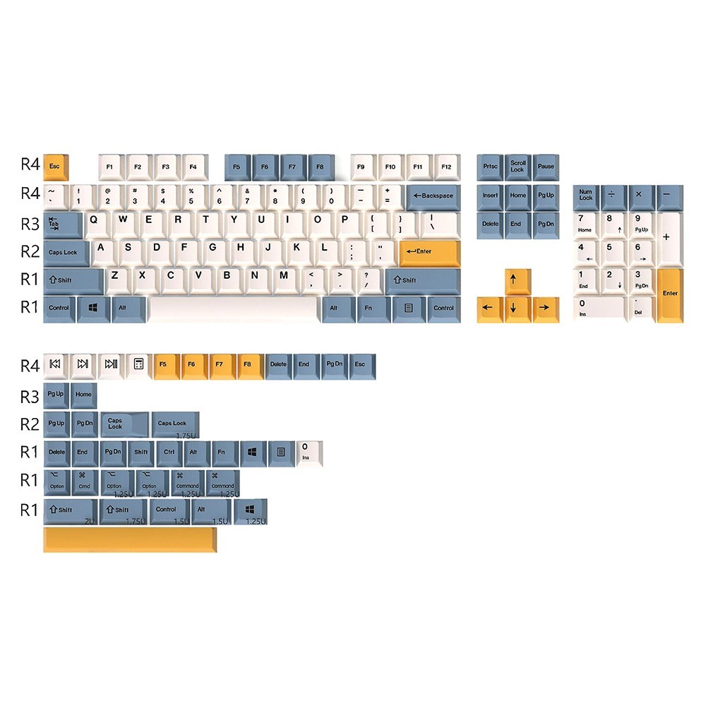 GKs Apricot yellow Dye Sub Keycap Set thick PBT for keyboard gh60 poker 87 tkl 1