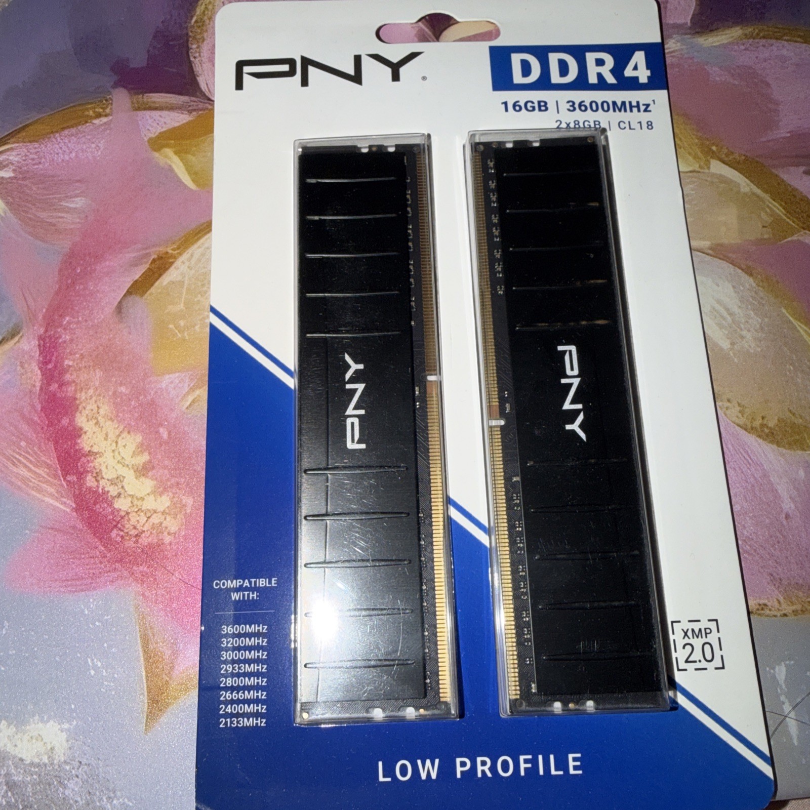 PNY DDR4 16GB (2x8GB) 3600MHz CL18 Low Profile DIMM XMP 2.0 Memory Kit