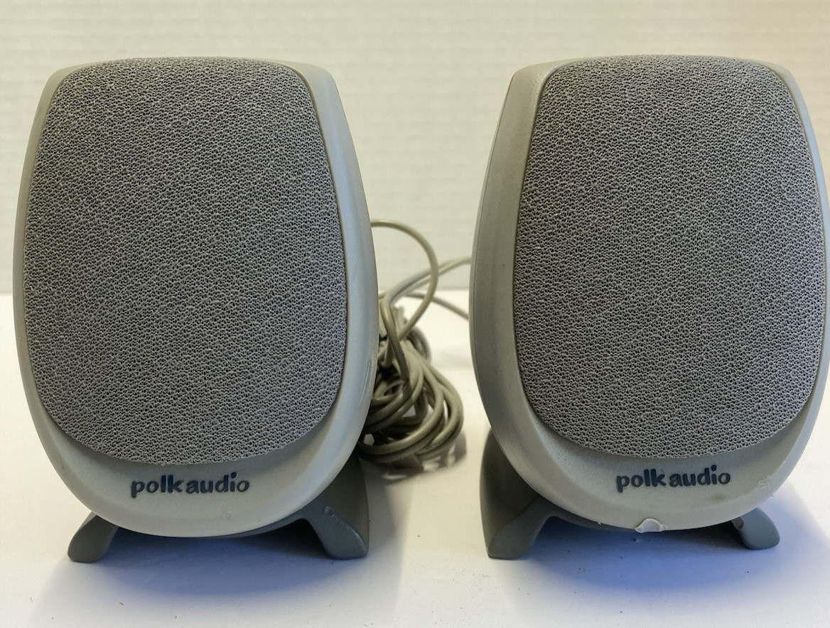 Polk Audio Desktop Computer Speakers HIPS Grey Used Tested Working