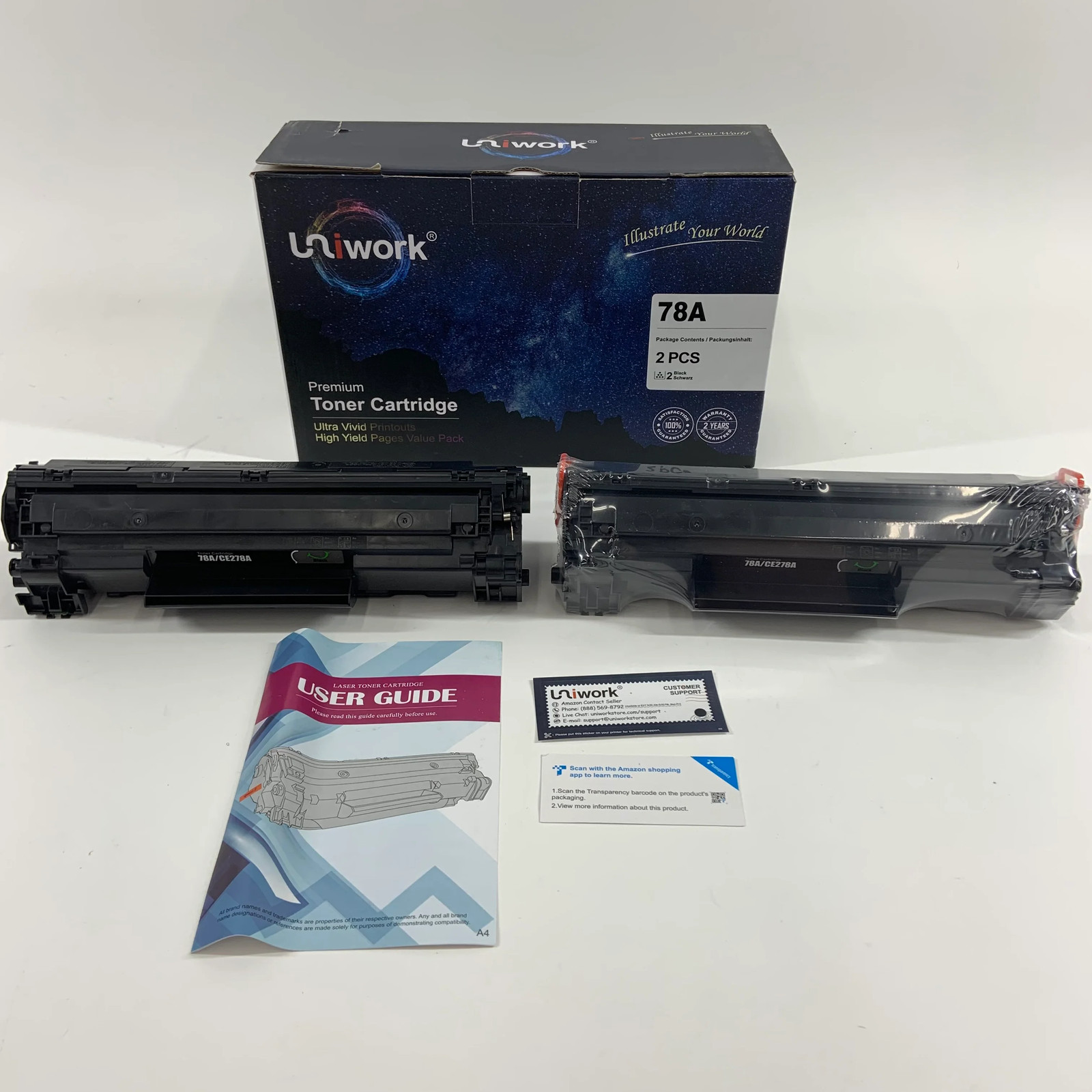 New Uniwork 78A 2 Pack Premium Toner Cartridge X003AYFIXN Black Toner Cartridge