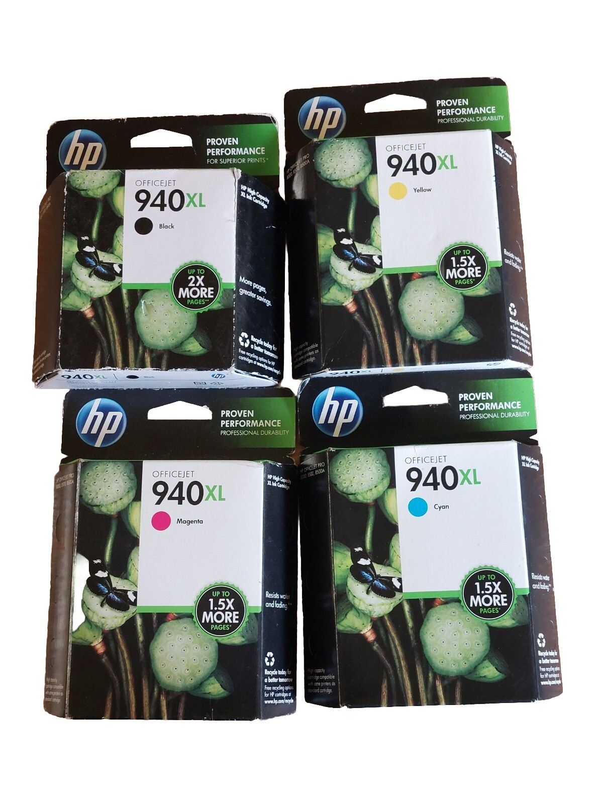 HP 940XL Tri- Color & Black Ink Cartridges Expired Cyan Yellow Magenta