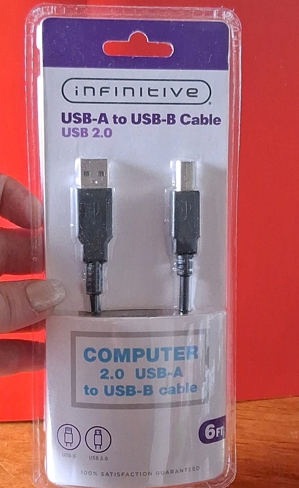Infinitive USB-A to USB-B Cable USB 2.0 Fast Charge 6 ft Black