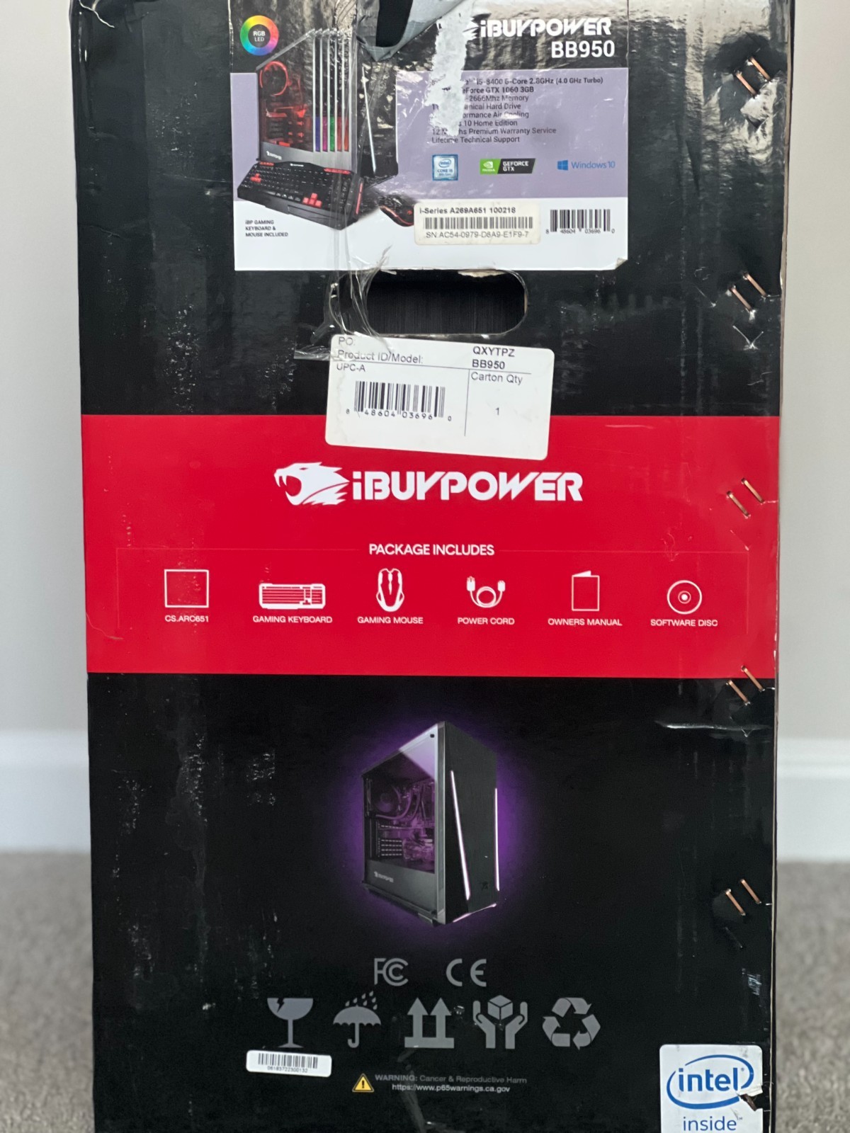 iBUYPOWER gaming computer, model i-Series A269A651 BB950