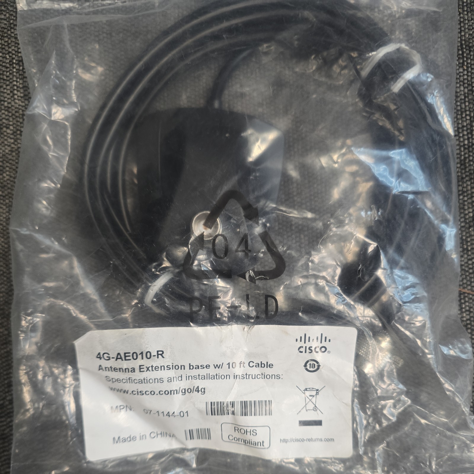 4G-AE010-R CISCO Antenna Extension base w/ 10ft Cable 07-1144-01 New Original